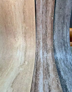 Three different colored FLEXIBLE STONE PANELS arranged side by side.